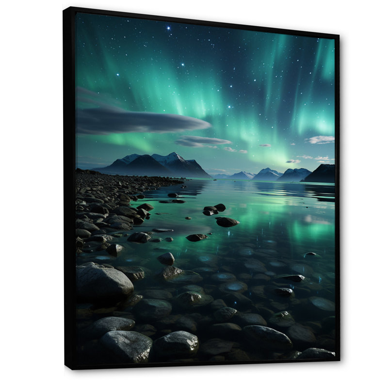 Avenir " Aurora Borealis Aurora Symphony III ", Black Floater Framed, 20" H x 12" W
