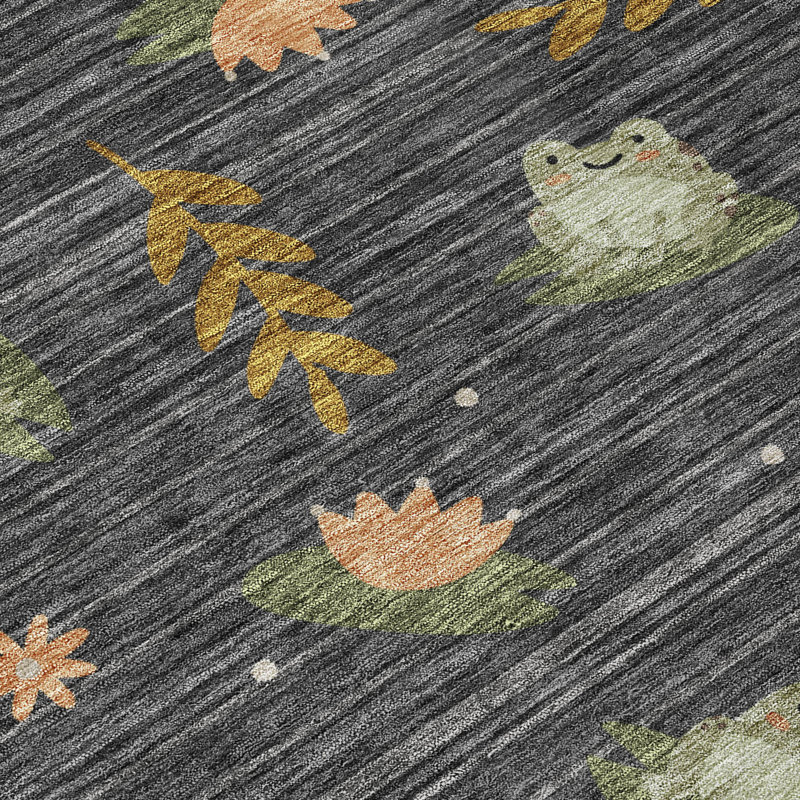 Machine Washable Indoor/Outdoor Chantille ACN2795 Kids Rug, 9' x 12', Black