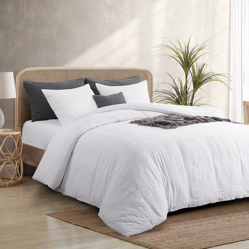 Ensemble d'édredon à rayures jacquard, Édredon pour lit simple + 1 taie décorative stan