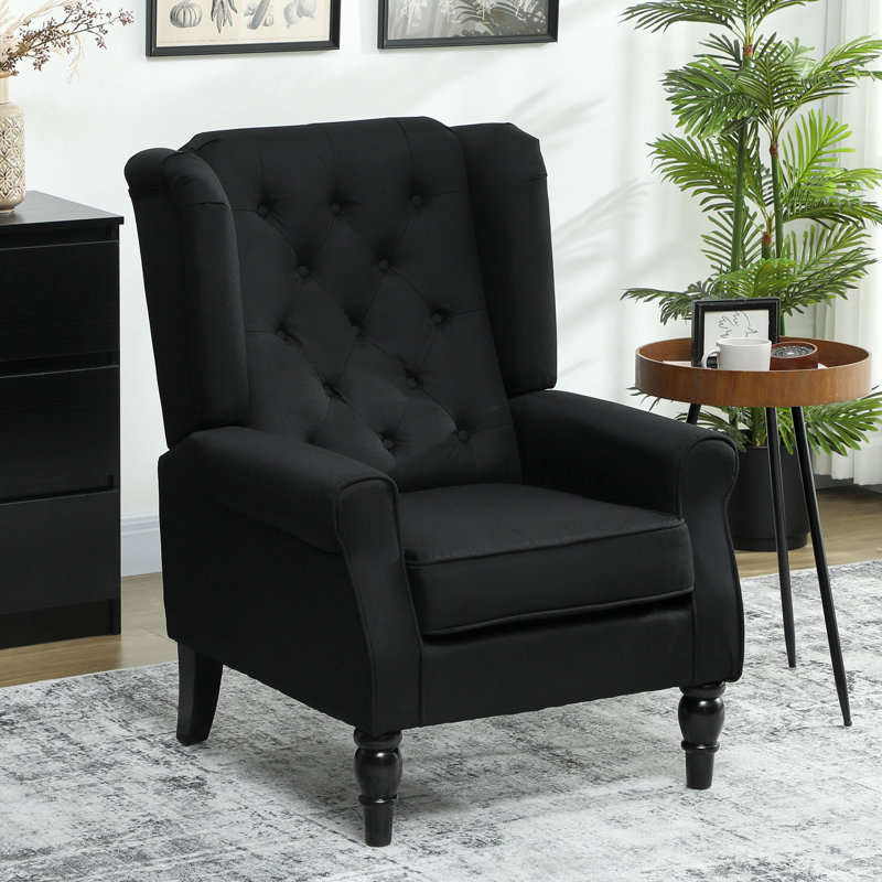 Upholstered Armchair, Sponge, Black Linen 