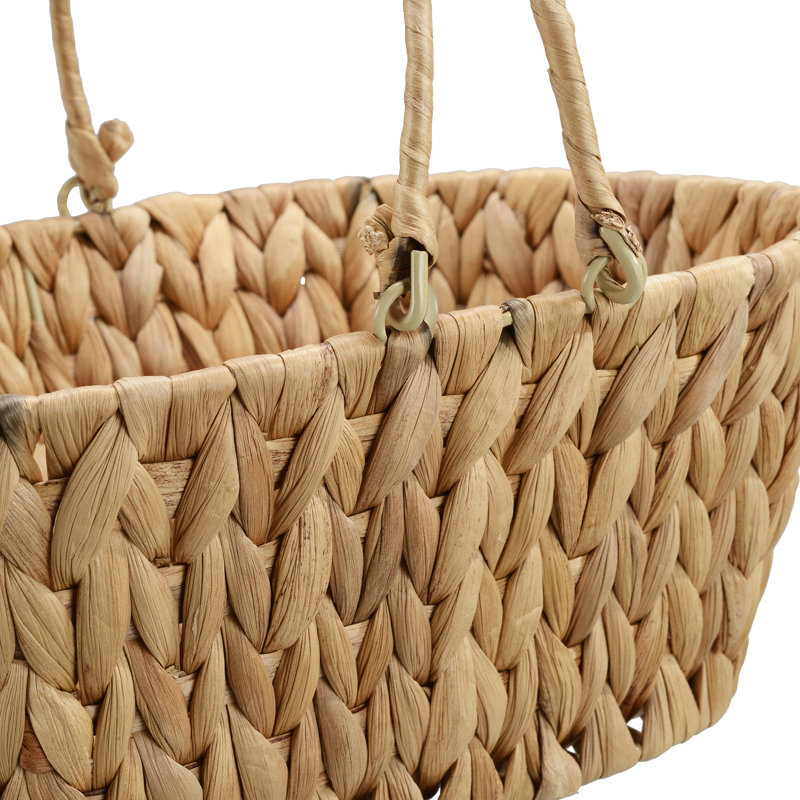 Handwoven Wicker Basket Set with Folding Handles (Set of 2)