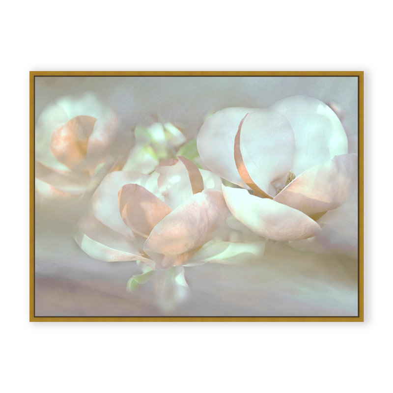 Nature Inspired Magnolia Dreams, 24" H x 30" W x 1.125" D, Framed Matted Print, White