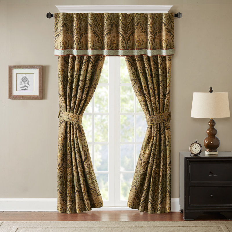 Ground Length Blue and Brown Jacquard Drape Panel