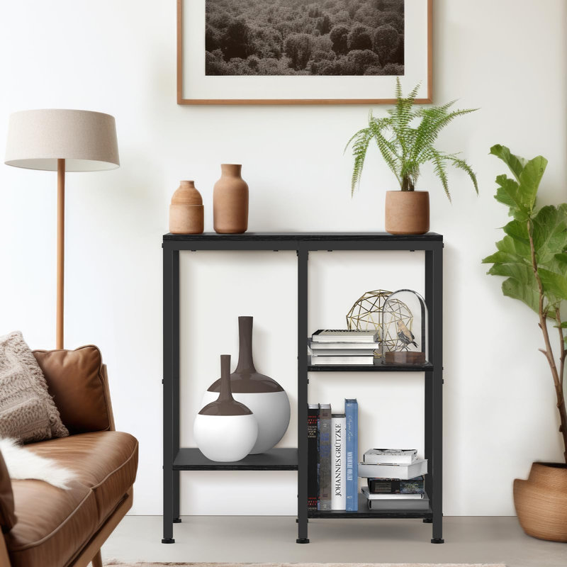 Support pour micro-ondes de cuisine, chariot à micro-ondes réglable à 4 niveaux, tablette de rangement, design ouvert pour épices, casseroles, petite table d'appoint, chariot à café pour salon, bureau, balcon, (noir anthracite)