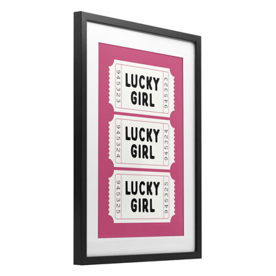 Reproduction sous-verre encadrée de porte-billets Lucky Girl
