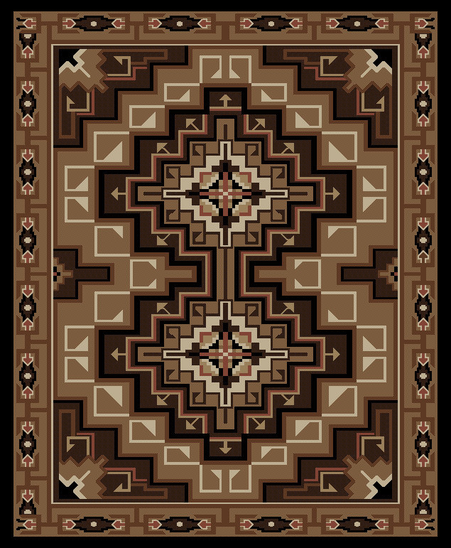 Tapis brun Perrault Southwestern, Rectangle 2 pi 3 po x 3 pi 3 po