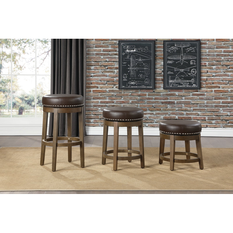 Tabouret d'appoint en bois massif Alby, Brun