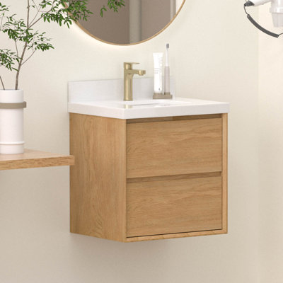 Meuble-lavabo simple mural 24 po avec comptoir en quartz blanc pur et lavabo en céramique
