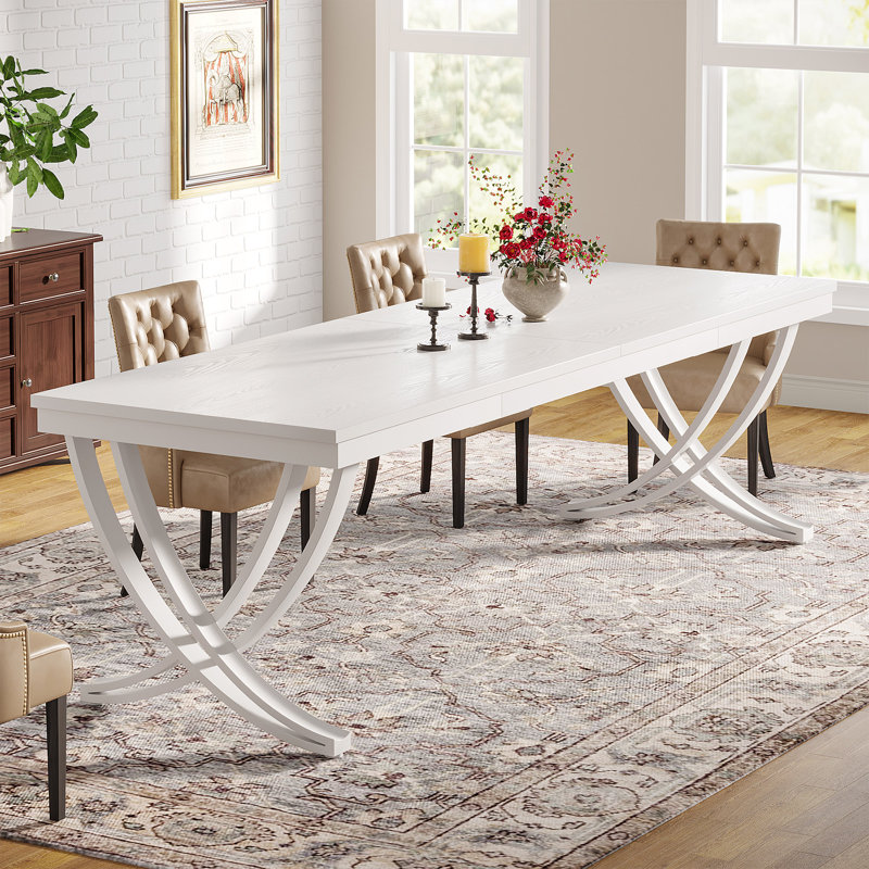 Table de salle à manger en fer 78,74 "Dollis, Blanc, Blanc