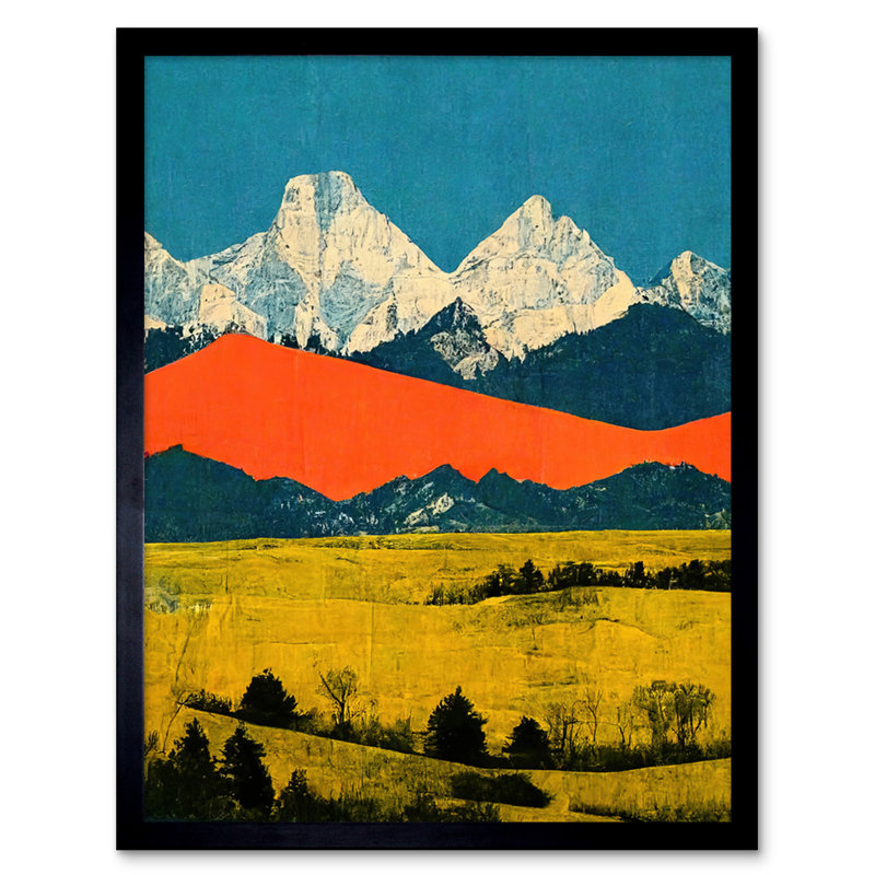 Winter Mountains Landscape Papercut - Single Picture Frame Print