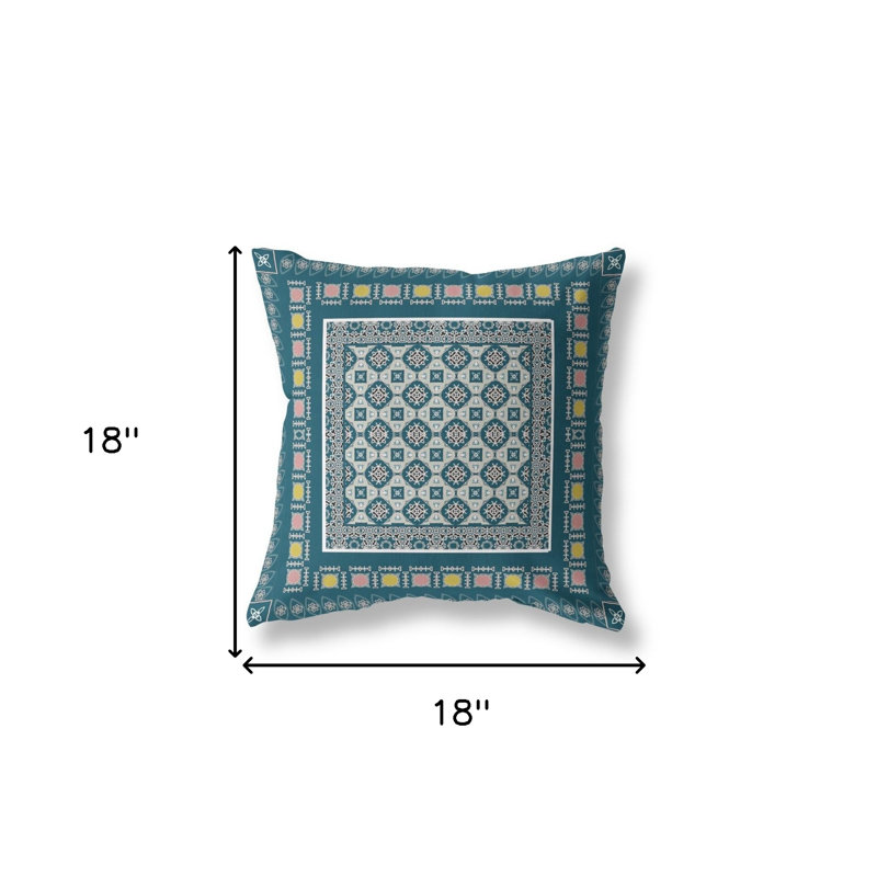 Coussin 18 po x 18 po Broadcloth, Bleu / beige