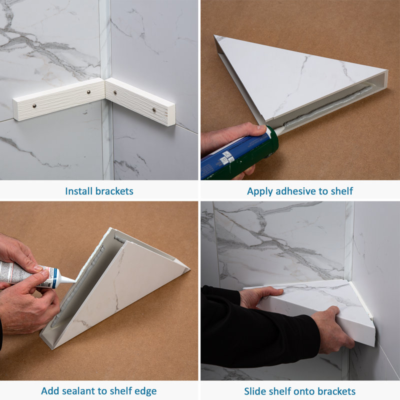 Iced Pewter Vinyl Waterproof Corner Shower Shelf