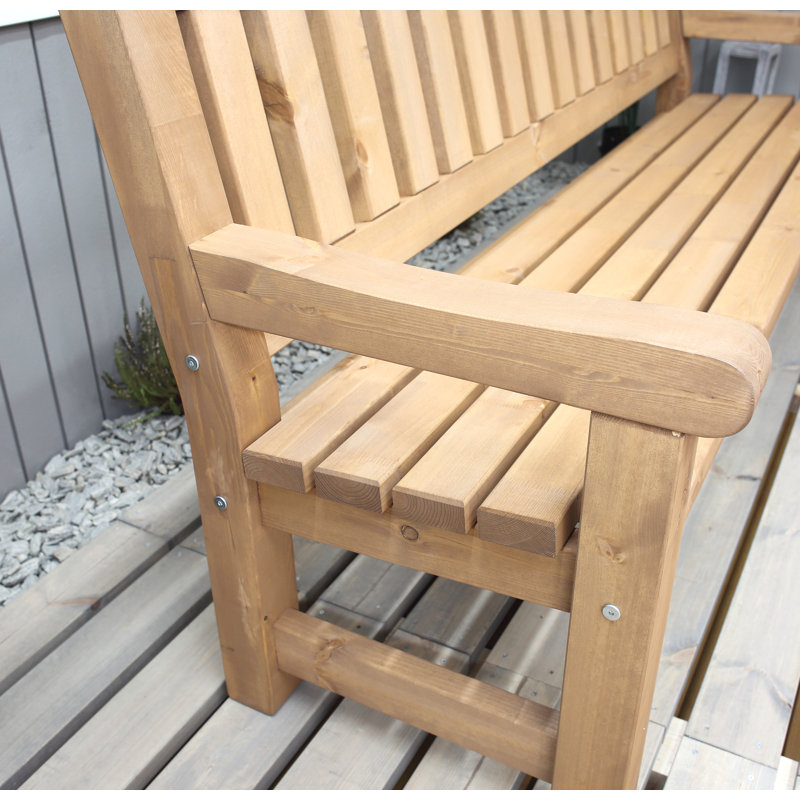 Kathrina Solid Wood Pine Outdoor Bench, 96cm H x 204cm W x 69.5cm D