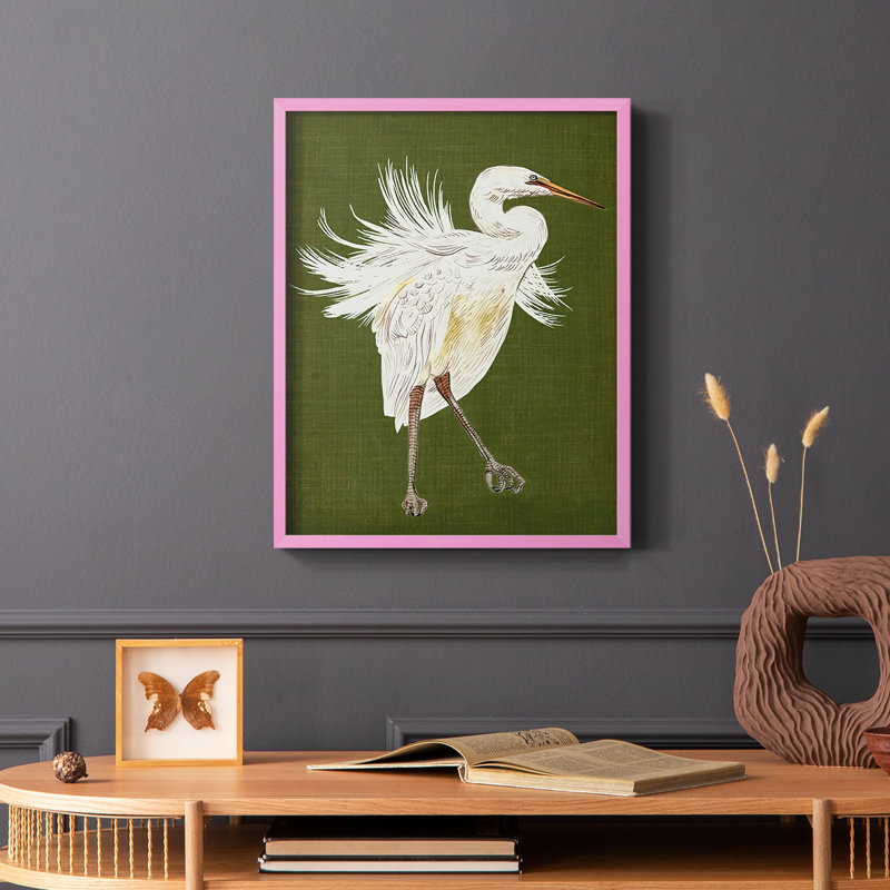 Heron Plumage I, reproduction encadrée - bois massif, Cadre simple noir, H 28 po x l 22 po
