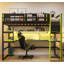 Lit mezzanine simple en bois avec bureau, support de rangement latéral, tablettes à plusieurs rangements et lumière RVB pour jouer et étudier-2113129672