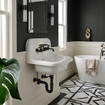 Victorian Nantucket Sinks 16.5''  Fireclay Specialty Wall Mount Bathroom Sink with Faucet and Overflow