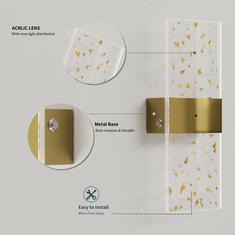 Battery Operated Modern Dimmable Wall Sconce, Gold