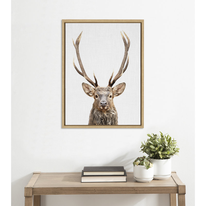 «The Red Deer Color» par Simon Te, reproduction d'art sur toile encadrée, Naturel, H 24 po x l 18 po x P 1,62 po