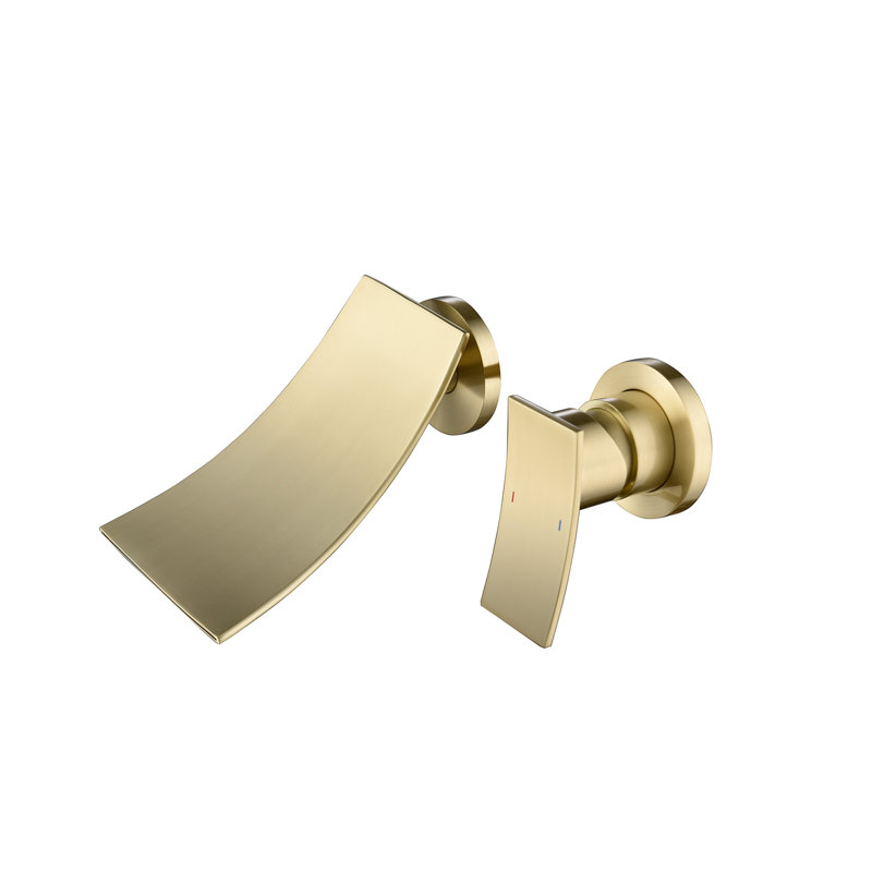 Wall Mounted Optional 2-handle Bathroom Faucet, Brushed Gold
