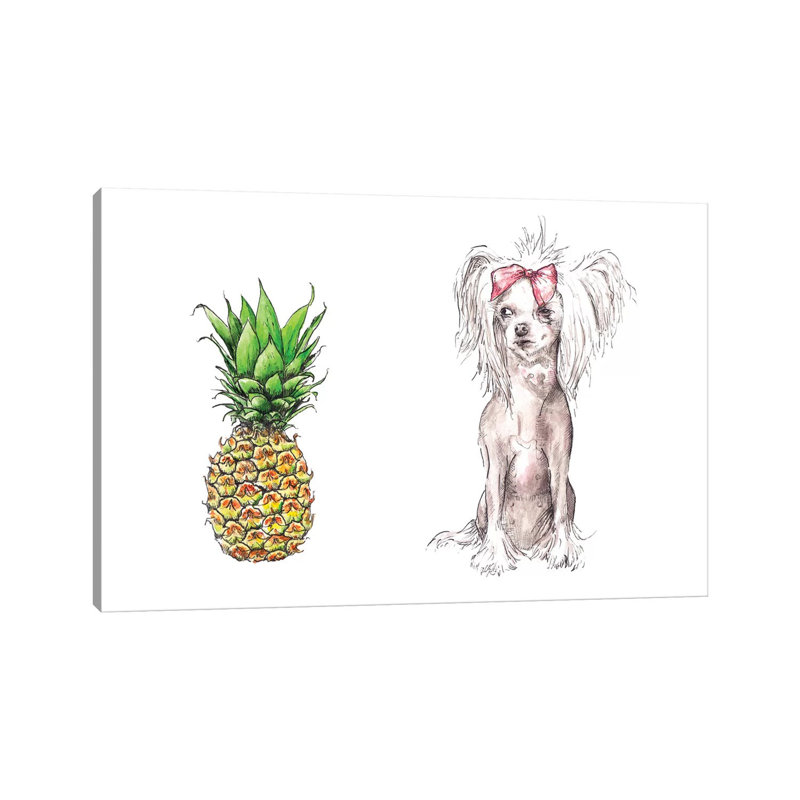 Chinese Crested And Pineapple With The Same Haircut by Wandering Laur - Wrapped Canvas Gallery-Wrapped Canvas Giclée