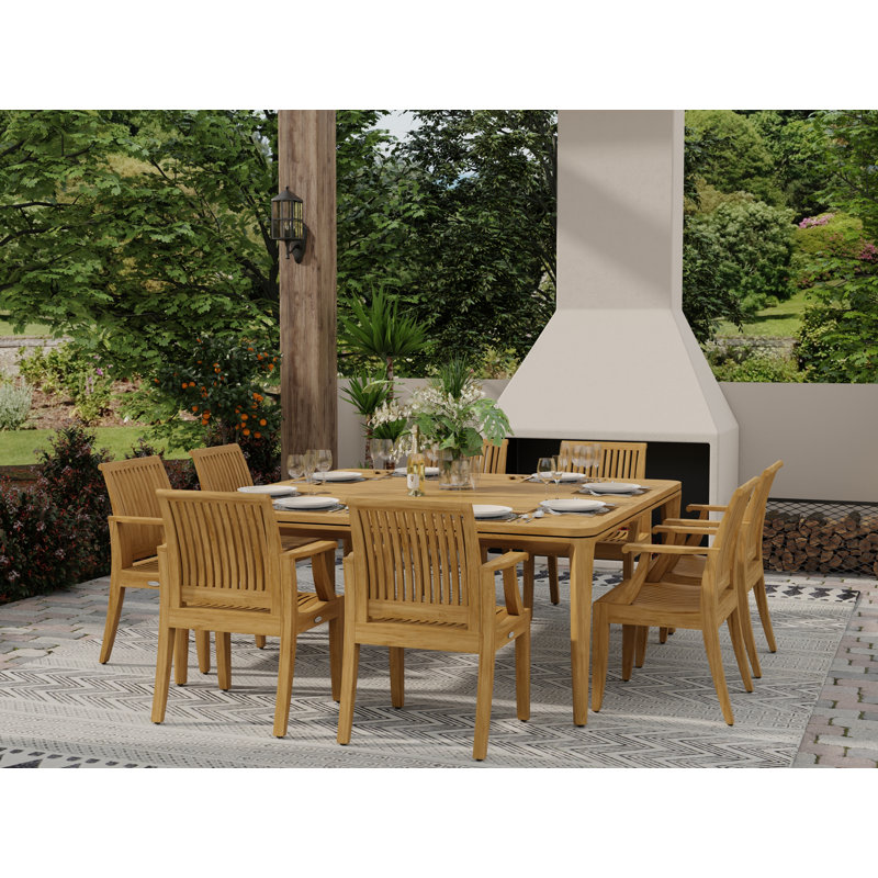 Outdoor 9 - Piece Teak Dining Set