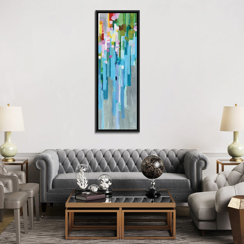 «Rainbow Of Stripes», impression sur toile tendue, H 48 po x l 16 po x P 1,5 po, Toile avec cadre noir
