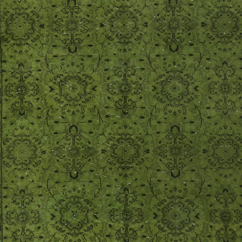 Tapis turc en laine fabriqué à la main 6 x 9,2 pi avec motif floral et fond vert
