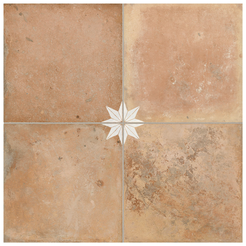 Carreau de porcelaine pour plancher et mur 17-7 / 8 po x 17-7 / 8 po Kings Nonna, Orange/Blanc