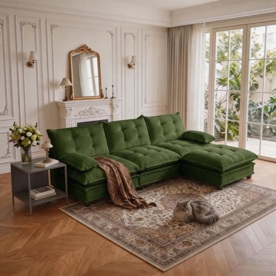 Canapé modulaire en L 107 po avec repose-pieds et siège profond L 107 po