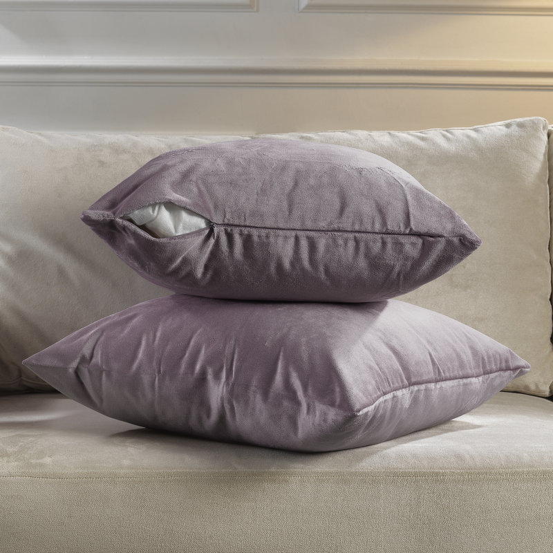 Housse de coussin en velours mat, 22 po x 22 po, 73 lilas lustré