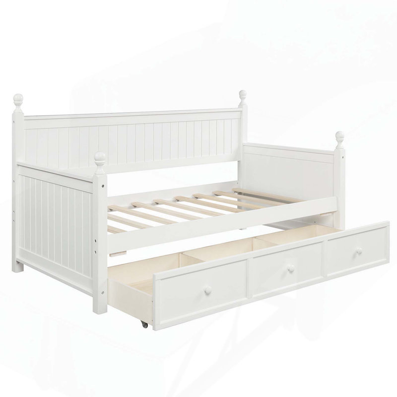 Lit de jour polyvalent avec trois tiroirs pour la détente et le rangement, Blanc
