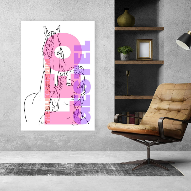 «Serene Companions», portrait abstrait contemporain audacieux d'un cheval, 60" H x 40" W