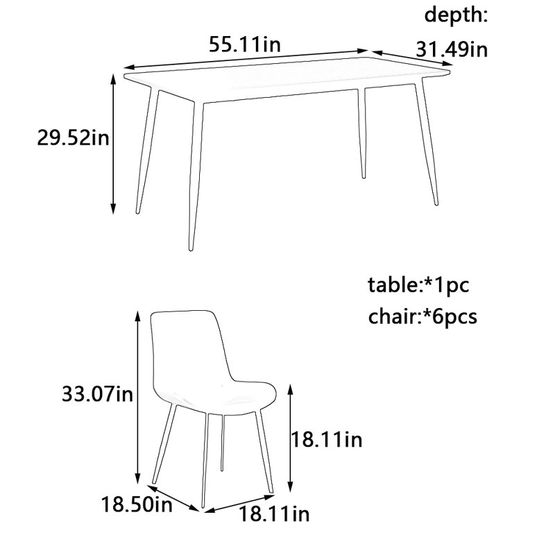 Ensemble de table et chaises Rock Rock, H 29,52 po x L 55,11 po x l 31,49 po