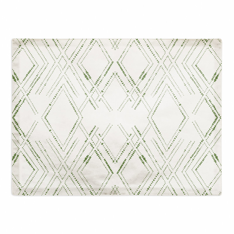 Napperon en coton 14 po Diamond, Blanc/vert