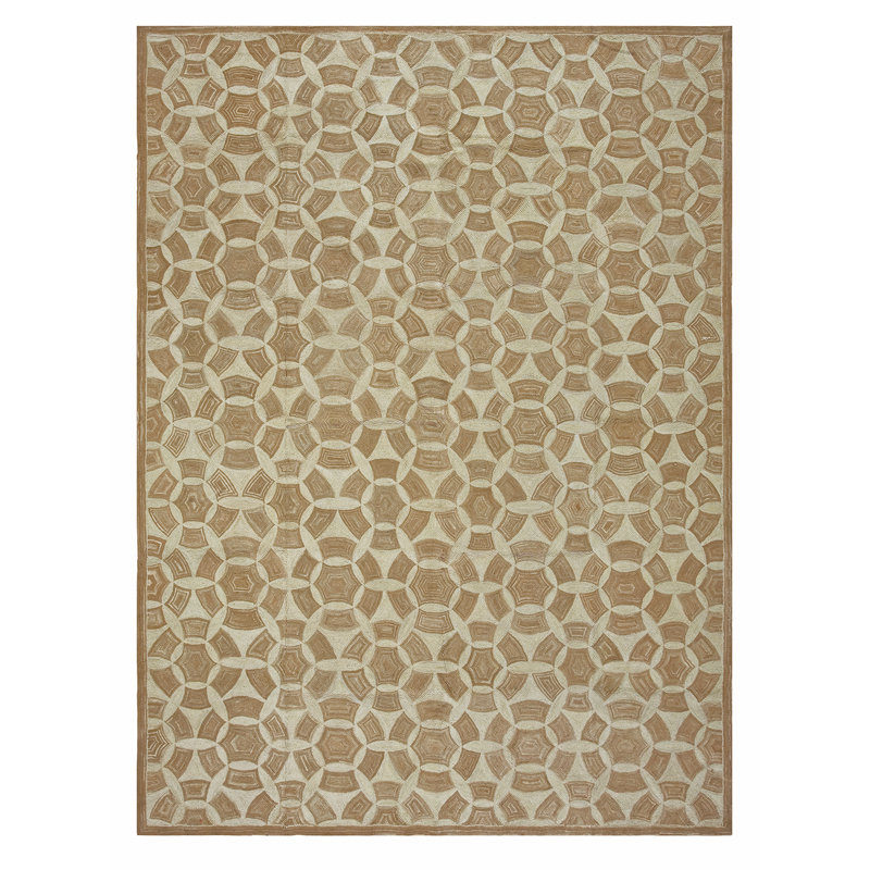 Hand Hooked Wool Geometric Area Rug, Rectangle 6' x 9'