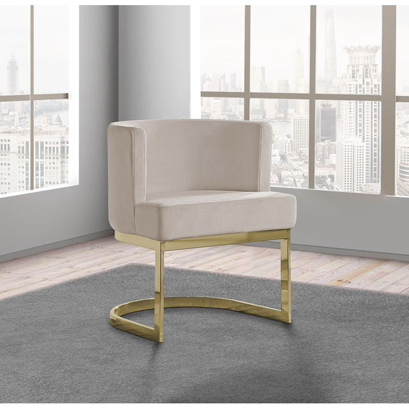 Chaise d'appoint en velours Dmitri, Crème, crème, Doré