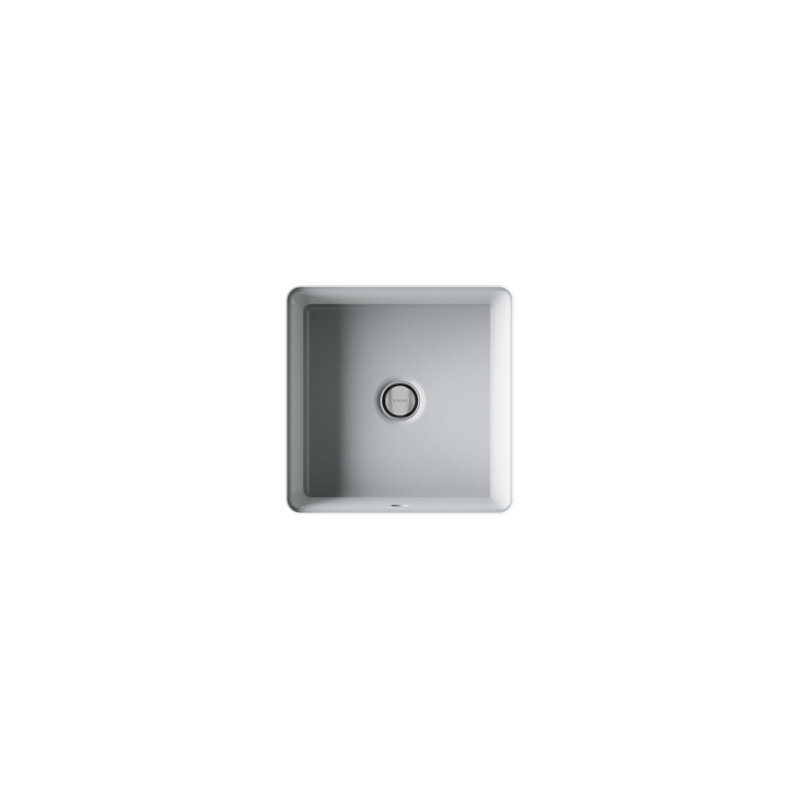 Verticyl Vitreous China Square Undermount Bathroom Sink with Overflow, Ice Gray