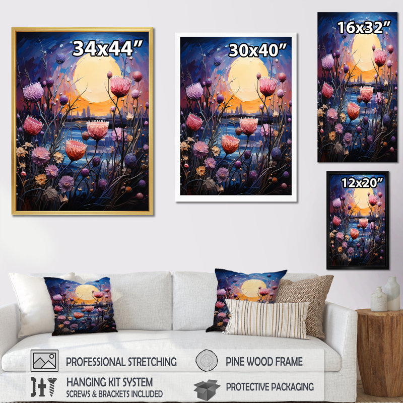 " Peach Thistle Symphony ", 20" H x 12" W x 1" D, Wrapped Canvas