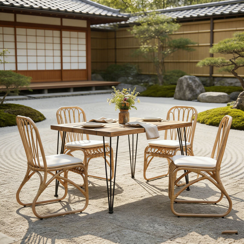 Ensemble repas d'extérieur 5 pièces avec 4 chaises