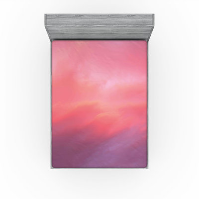 Ambesonne Coral Fitted Sheet 2-Pack Vanilla Sky Pale Pink Coral Lilac