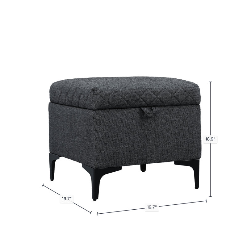 Reba Upholstered Storage Ottoman, Gray