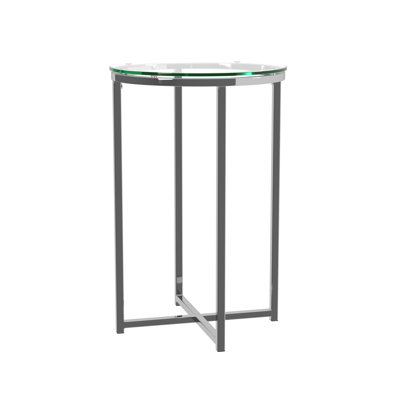 Leverette Glass Top Cross Legs End Table