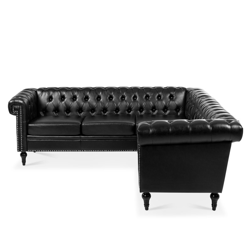 Canapé modulaire en cuir Ra Ra, Black Faux Leather