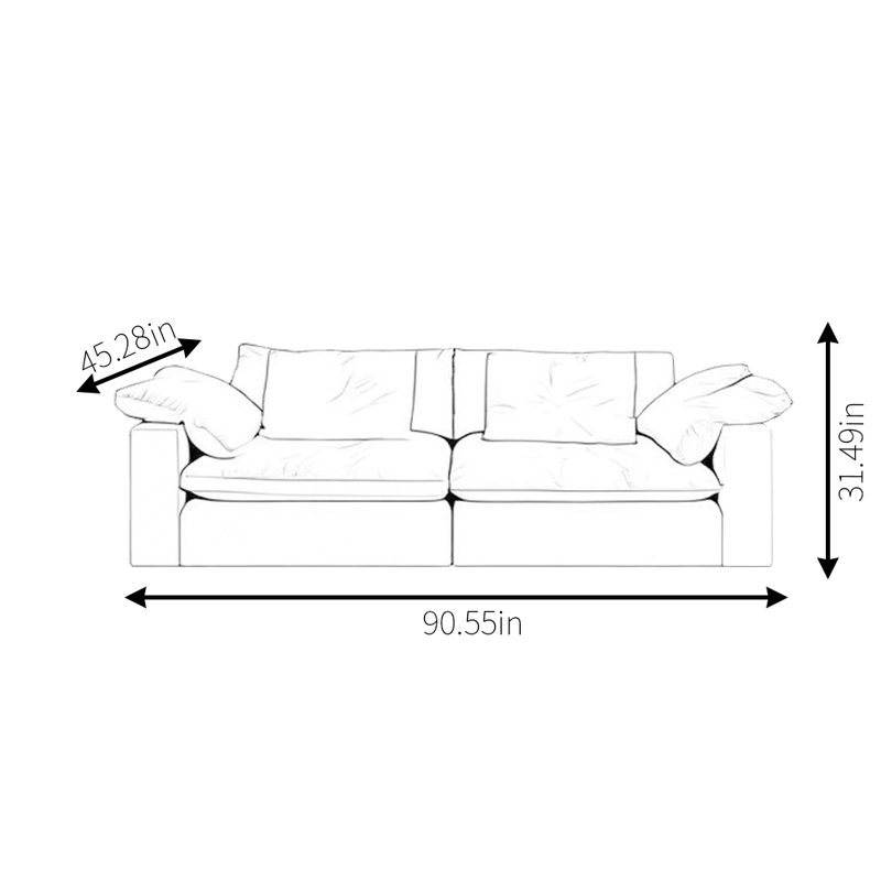 Canapé léger et luxueux, H 31,49 po x l 90,55 po x P 45,28 po, 2