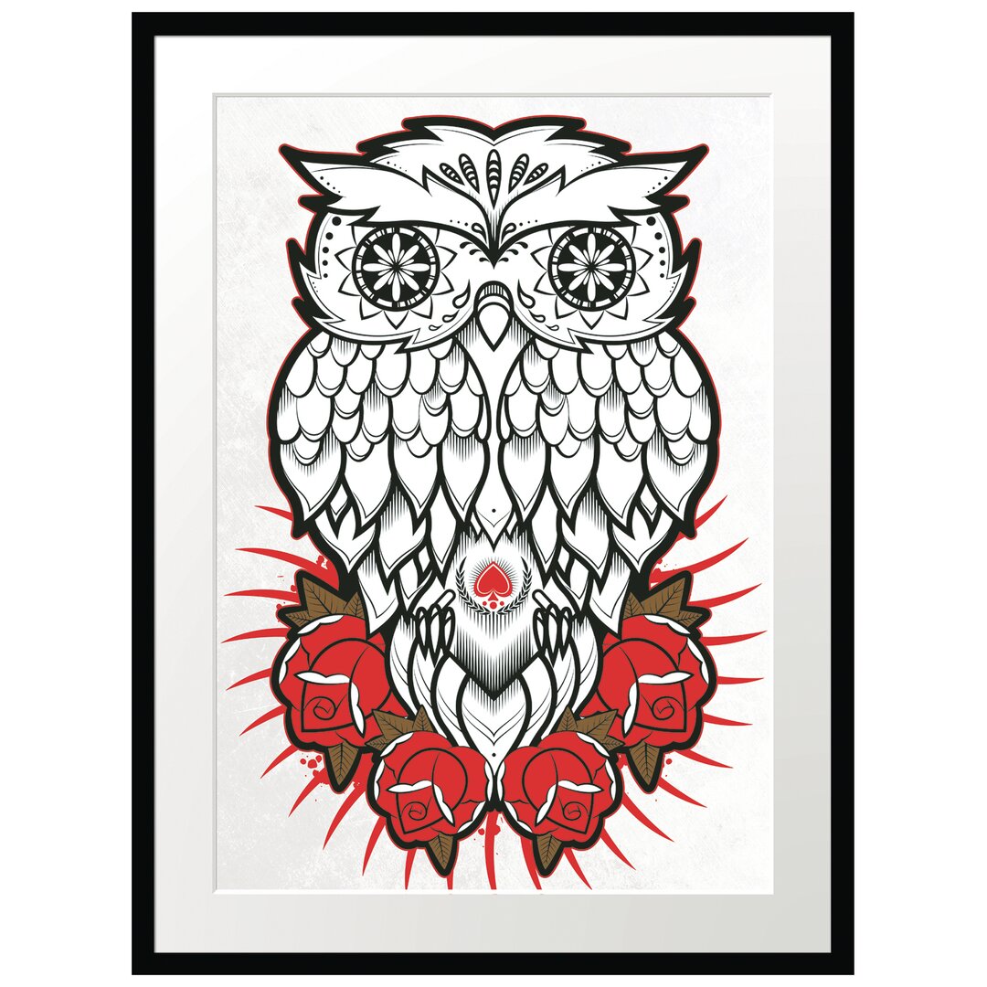 Gerahmtes Poster Owl White