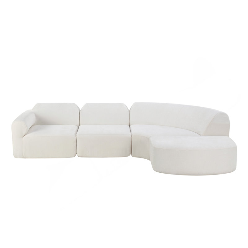 Canapé modulaire incurvé moderne de 111 po avec éponge entièrement compressée à haute densité, siège profond rembourré avec repose-pieds, ensemble de 3 pièces, faisant face à la droite et assemblé, parfait pour le salon ou le salon