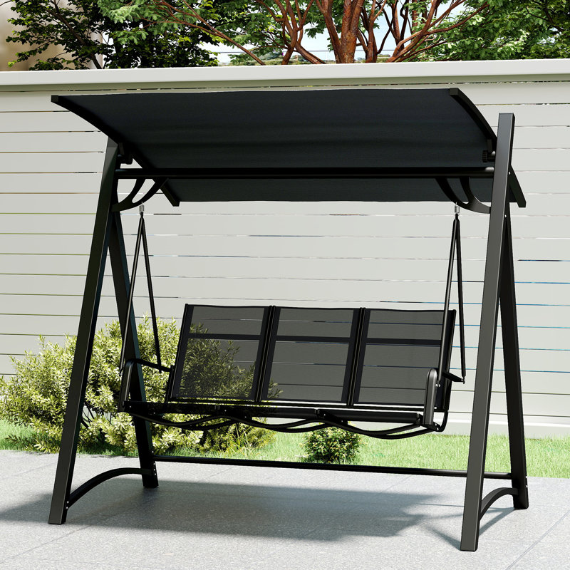 3 Person Porch Swing with Canopy, Grey