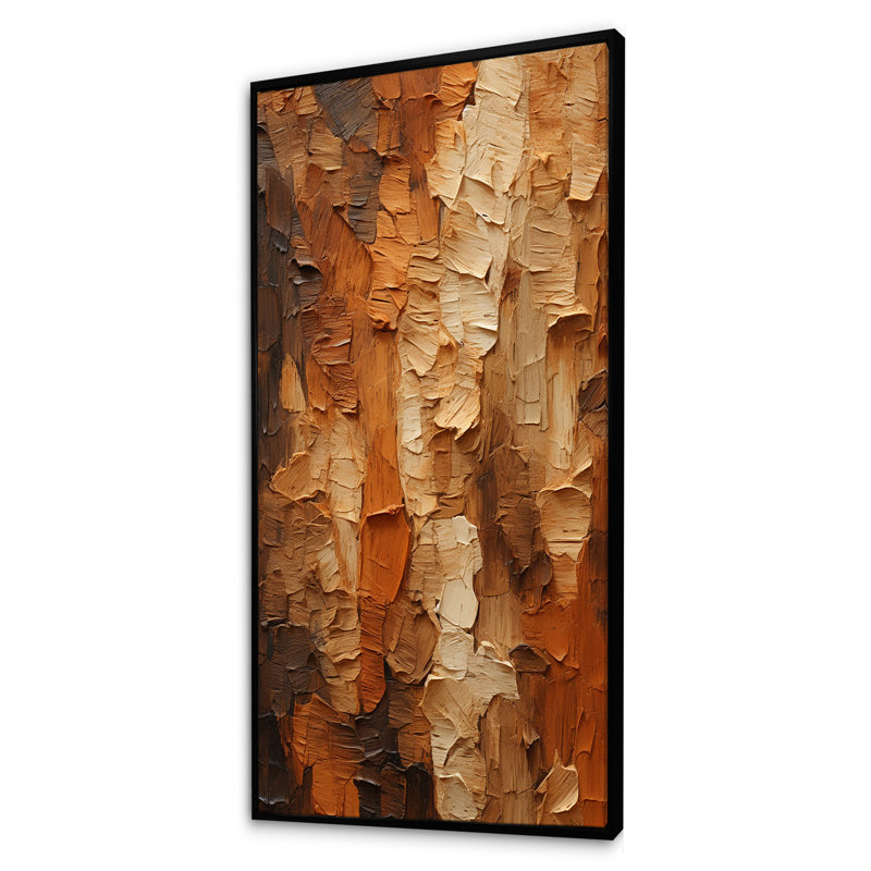 «Brown Tree Bark Essence 2», reproduction sur toile encadrée, Cadre flottant noir, H 60 po x l 28 po x P 1,5 po