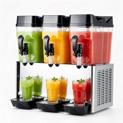 Distributeur de boissons commerciales 5,2 gallons x 3, machine à boissons froides en acier inoxydable de 380 W avec 3 réservoirs, 115 V pour un bar-restaurant