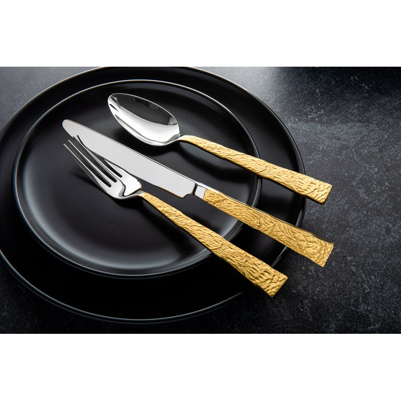 Shale Flatware Set - Service for 4, Gold